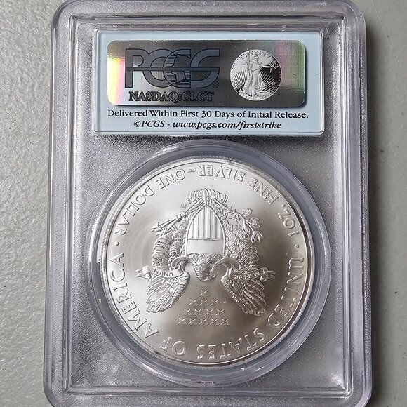 2013 $1 American Silver Eagle First Strike Graded PCGS MS69 Toning on Coin!! - Picture 3 of 4